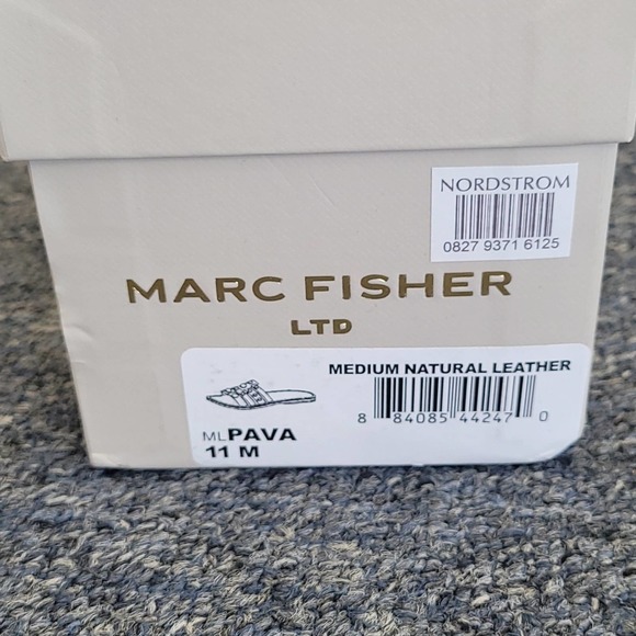NEW IN BOX Marc Fisher Pava Natural Tan Leather Flat Slide Sandal sz 11 - Picture 6 of 7